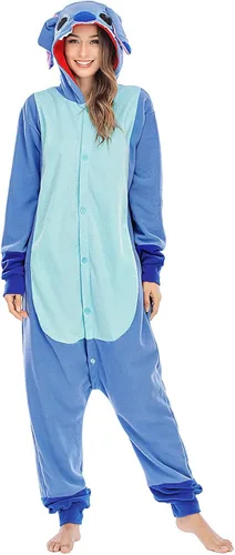 Vista 2 de NAITOKE Unisex Adult Stitch Onesie Pajamas Costume Animal Sleepwear for Halloween Party Daily