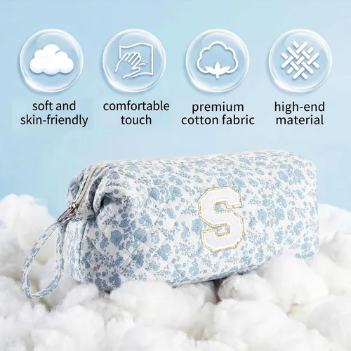 Vista 9 de Bolsa de viaje para herramientas para el cabello con inicial compatible con Flor azul