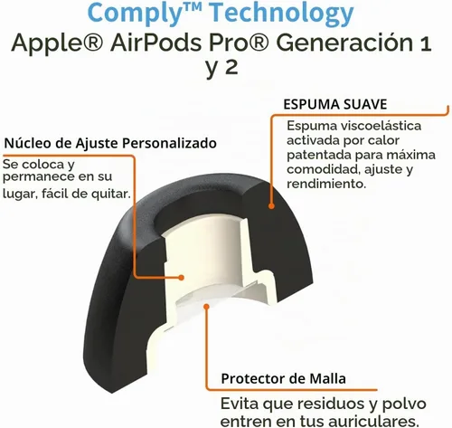 Vista 4 de Comply TrueGrip MAX Premium - Puntas de repuesto de espuma viscoelástica True Grip Negro