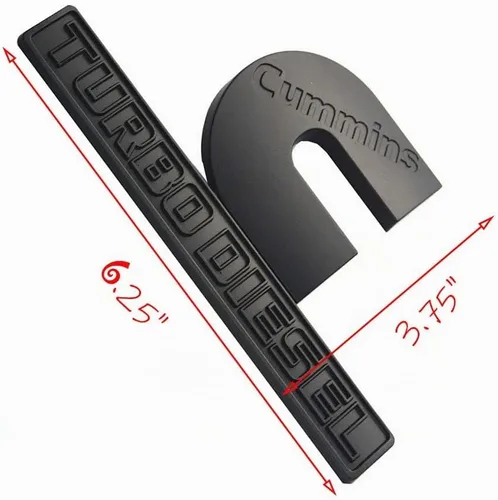 Vista 5 de 2pcs Cummins Turbo Emblemas 3D Logo para Ram 2500 3500 Placa de identificación Emblema Mopar (negro)