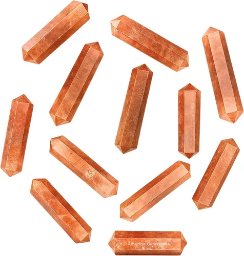 Vista 8 de Puntos de cristal de piedra de sangre africana, cristales curativos y piedras a granel, paquete de 3 cristales a granel de punto curativo de doble