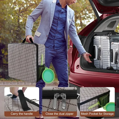 Vista 3 de Arenero portátil de viaje de HiCaptain con tapa, arenero plegable para gatos de viaje - A prueba de fugas, sin olor y resistente al agua. Ideal