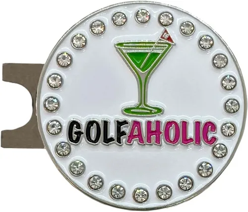 Vista 15 de Giggle Golf Happy Hour Bling Golf Ball Marker with Hat Clip.