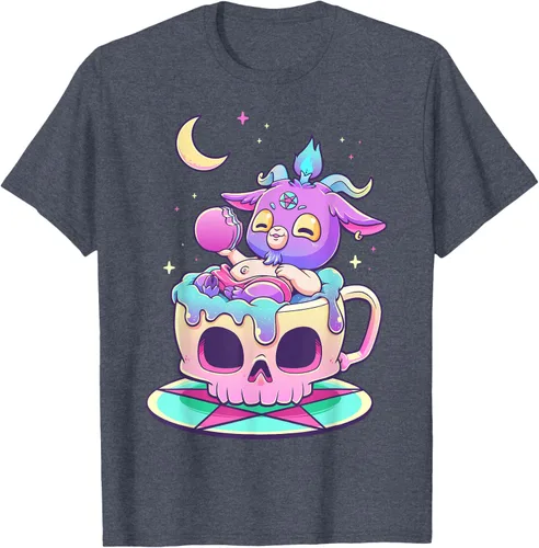 Vista 106 de Kawaii Pastel Goth Cute espeluznante Pentáculo Baphomet - Camiseta de cabra, Negro