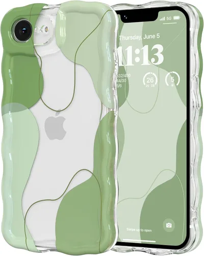 Vista 39 de DEFBSC Funda para iPhone 15 con bonito diseño ondulado, color negro