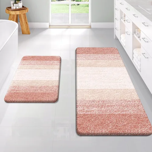Vista 37 de OLANLY - Juego de tapetes para baño de 2 piezas, de microfibra, suaves y absorbentes, antideslizantes, lavables a máquina y para secadora, felpudos