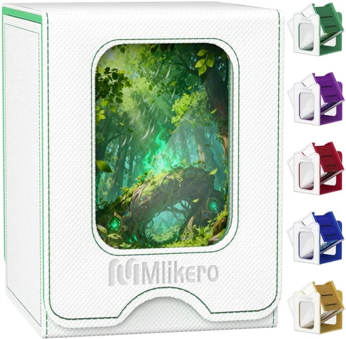 Vista 10 de Mlikero Paquete de 2 cajas de cartas Commander con capacidad para más de 200 tarjetas de una sola funda con 2 divisores, caja magnética de cuero