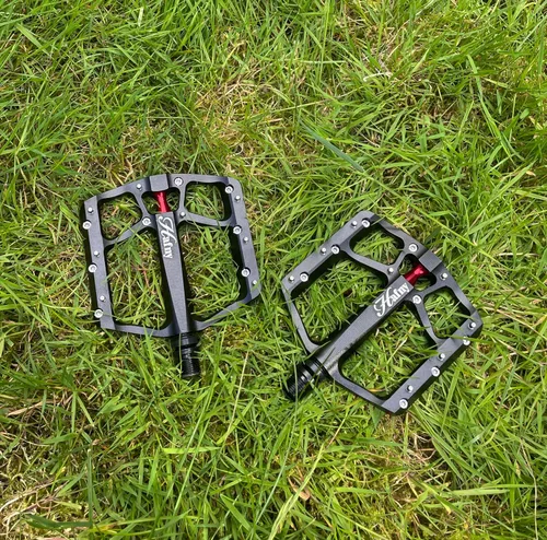 Vista 5 de Hafny Pedales de bicicleta de aluminio, mecanizado CNC, plataforma robusta ancha, HF-1400