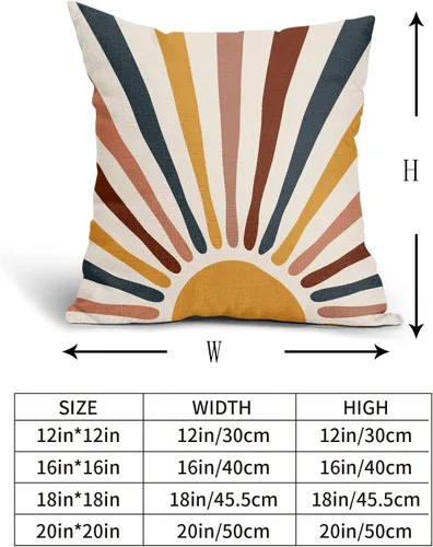 Vista 4 de Kawani - Juego de 2 fundas de almohada decorativas Boho Sunrise, diseño abstracto con rayas coloridas estilo bohemio, fundas de almohada modernas