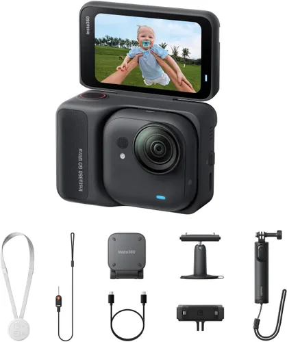 Vista 12 de Insta360 GO Ultra Lifestyle Bundle – Pequeña cámara de vlogging 4K, manos libres, cámara POV, sensor de 1/1.28 pulgadas, peso de 1.87 oz, 156° FOV
