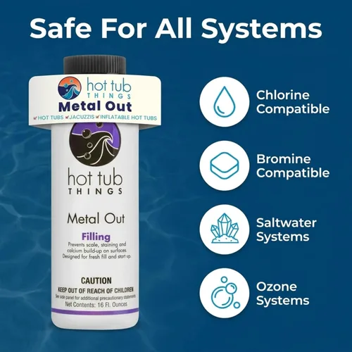 Vista 5 de Hot Tub Things Control de metal, manchas y incrustaciones, elimina los iones de hierro y cobre y calcio del agua del spa y la bañera de hidromasaje