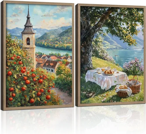 Vista 16 de Lienzo enmarcado con vista de montaña en 3D, arte de pared, paisaje al óleo, póster de naturaleza, galería, lienzo enmarcado, arte de bosque