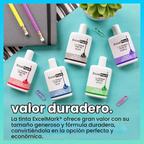 Vista 5 de ExcelMark Premium - Tinta de recambio para sellos autoentintados - 1 onza (Negro)