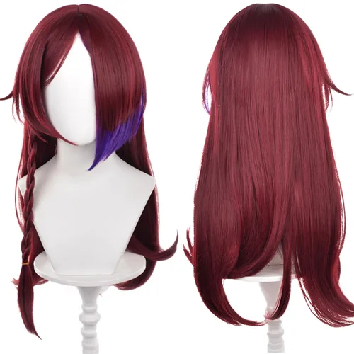 Vista 17 de Peluca para cosplay, disfraz de anime, pelo largo, cabello ondulado negro con flequillo y para mujer, fiesta familiar de Halloween Isolda
