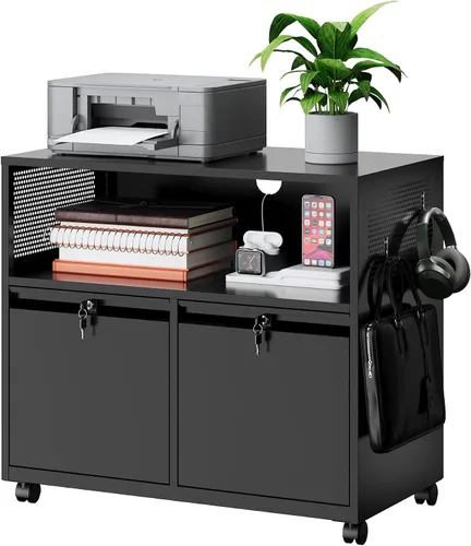 Vista 16 de MIIIKO - Archivador de 3 cajones con cerradura, archivadores verticales de metal negro para oficina en casa, archivadores completamente ensamblados