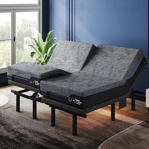 Vista 14 de Pipishell Base de cama ajustable individual XL y colchón de espuma viscoelástica de 14 pulgadas con masaje, base de cama eléctrica con espuma
