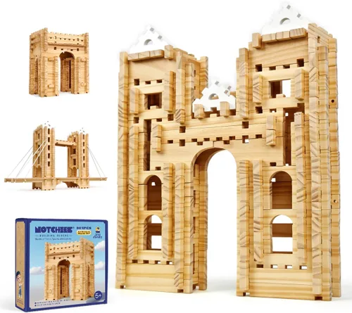 Vista 14 de Jovi-mindly &Notchies - Juego de 63 bloques de madera para principiantes, juguetes de aprendizaje preescolar, bloques de madera para niños a partir