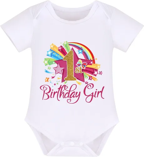 Vista 37 de IBAKOM Conjunto de ropa de 3 piezas para bebé niña de 1er cumpleaños + tutú de tul de princesa arcoíris + diadema con lazo, conjunto de ropa de 3