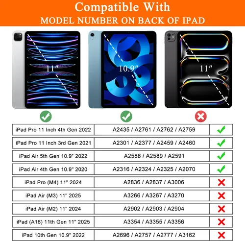 Vista 2 de Soke Funda para iPad Pro de 11 pulgadas 2022/2021/2020/2018/iPad Air de 5ª/4ª generación, protector de pantalla integrado - Compatible con carga