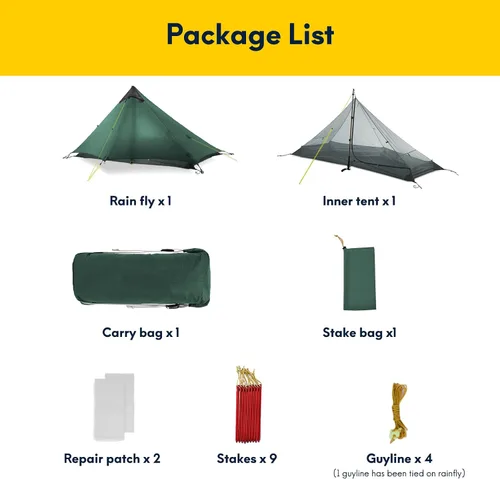 Vista 6 de LANSHAN Tienda de Campaña Ultraligera de 3 Temporadas para Mochilero para 1 Persona o 2 Personas Camping, Trekking, Kayak, Escalada, Senderismo