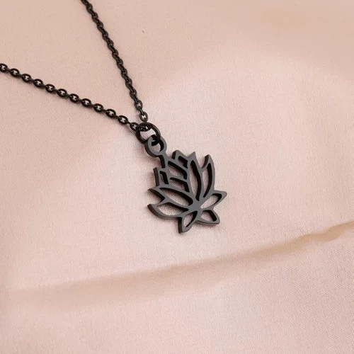 Vista 4 de bobauna Collar con colgante de símbolo sánscrito de flor de loto de yoga, regalo inspirador, regalo inspirador
