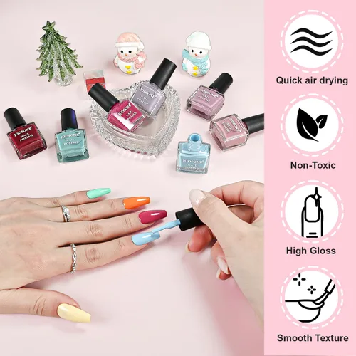 Vista 3 de JODSONE Juego de esmaltes de uñas de secado rápido de 32 colores de 0.17 onzas líquidas, juego de esmalte de uñas de San Valentín con 1 capa