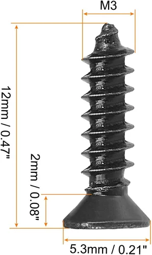 Vista 2 de uxcell Tornillos de madera M3 x 0.472 in Tornillos de cabeza plana Phillips de acero al carbono Autoperforantes Negro 200pcs