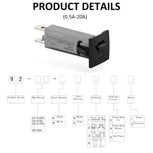 Vista 4 de Disyuntores térmicos Portafusibles tipo 125/250 V CA 50/60 Hz 32 V CC 0.5 A (Paquete de 2)