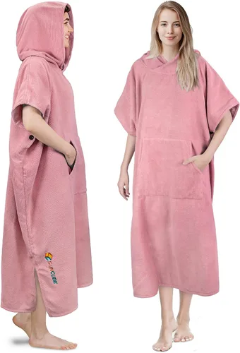 Vista 15 de SUN CUBE Poncho de surf cambiador con capucha Toalla de microfibra absorbente de secado rápido con bolsillo para surfear, hombres y mujeres