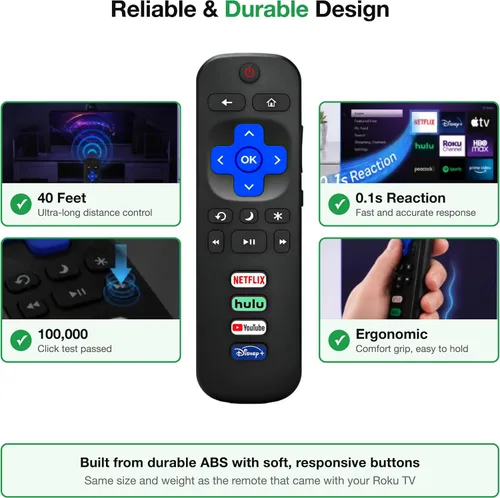 Vista 6 de Control remoto universal para televisores Roku TV, reemplazo