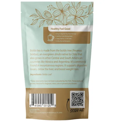 Vista 9 de Té de hierbas Boldo, utilizado tradicionalmente para la comodidad digestiva y el flujo biliar saludable 35 bolsas de té filtradas incluidas Sin