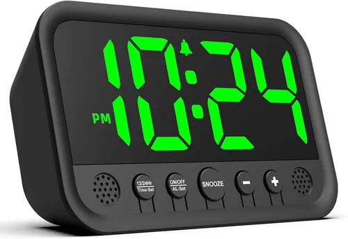 Vista 10 de Pequeño reloj digital LED para dormitorio, reloj despertador fuerte para adultos y adolescentes que duermen mucho Reloj de escritorio eléctrico