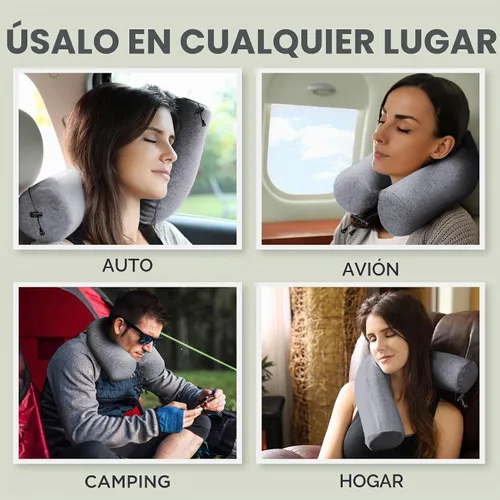 Vista 4 de Dot&Dot Almohada de viaje de espuma viscoelástica para aviones - Almohada de viaje para dormir - Almohada de avión para soporte de cuello, barbilla