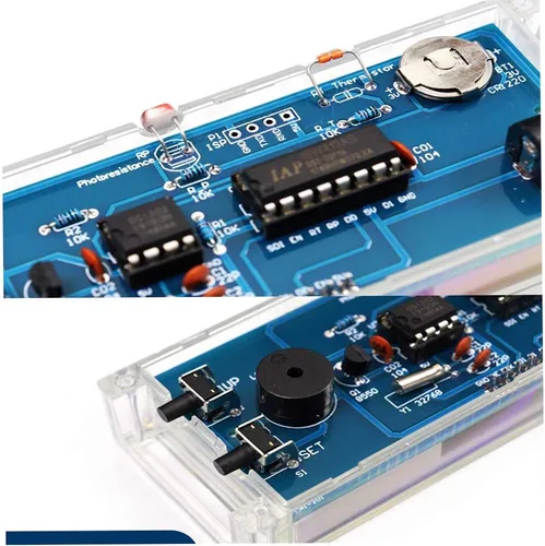 Vista 3 de Treedix 1 unids colorido reloj digital kits LED hablando reloj DIY kit componente reloj electrónico montaje experimento (verde)