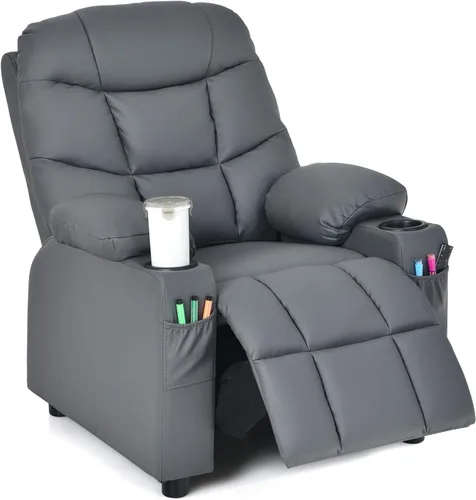 Vista 10 de GLACER Silla reclinable para niños con portavasos, bolsillos laterales Marrón