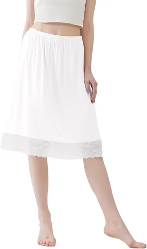 Vista 5 de Paquete de 3 medias faldas de satén de encaje para debajo de los vestidos, falda para mujer, antiestática, medio deslizante