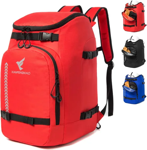 Vista 8 de Ski Boot Bag,50L Waterproof Skiing Boot Travel Backpack for Snowboard Boots, Ski Helmet, Goggles, Gloves, Skis, Snowboard & Accessories for