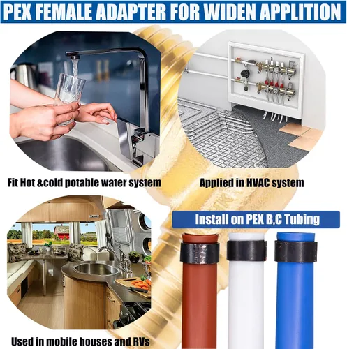 Vista 6 de WHK Paquete de 12 adaptadores de codo PEX de 1/2 pulgada de 1/2 pulgada Pex a macho NPT roscados de 90 grados para conectar tubería Pex B