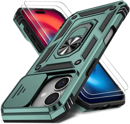 Vista 9 de Funda HakkTaoo para iPhone 13/iPhone 14 de 6.1 Pulgadas con Funda Deslizante para Cámara + Protector de Pantalla (2 Paquetes), Funda Protectora a