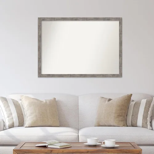 Vista 83 de Amanti Art Silver Bathroom Mirror for Over Sink, 26x35 Custom Made Marred Pewter Rectangle Vanity Mirror, Large Casual Wood Frame, Hangs Horizonally