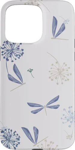 Vista 31 de Bonita funda para iPhone 17 con diseño de libélula de diente de león azul lavanda beige