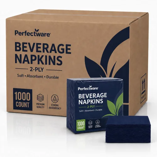 Vista 15 de Perfectware Servilletas de bebidas negras de 2 capas, 100 unidades, servilletas de cóctel suaves y absorbentes, servilletas desechables de fiesta