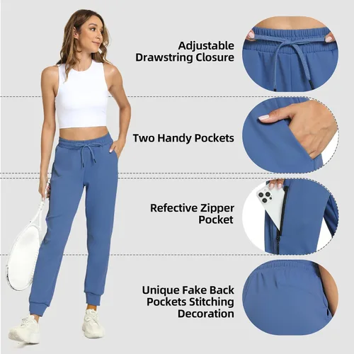 Vista 5 de Pantalones deportivos ligeros para mujer con bolsillos Dri Fit para entrenamiento, atletismo, correr, pista suave, gimnasio, descanso, pantalones