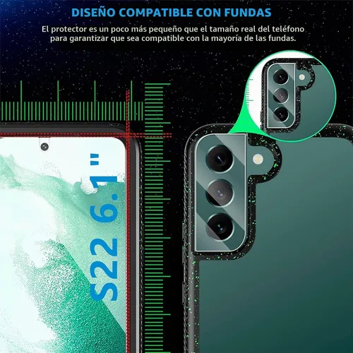 Vista 5 de Protector de pantalla (paquete de 3) para Samsung Galaxy S22 5G, vidrio templado 9H, compatible con huellas dactilares ultrasónicas, transparente