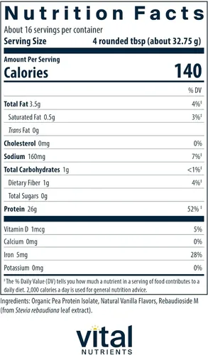Vista 2 de Vital Nutrients ProVeg - Proteína orgánica de guisante de 18.48 oz, proteína de guisante vegana en polvo, 0.81 oz de proteína por porción, sabor