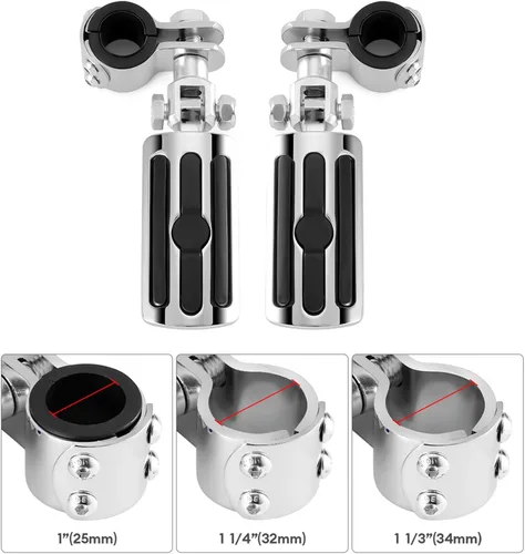 Vista 5 de Estriberas de carretera para motocicleta de 1 a 1 1/3 pulgadas con protector de motor, reposapiés de carretera para Harley Indian Yamaha Honda