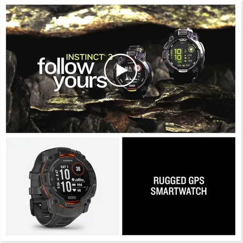 Vista 50 de Garmin Instinct® 3 45mm, pantalla AMOLED, reloj inteligente GPS resistente para exteriores, bisel reforzado con metal, linterna incorporada, hasta