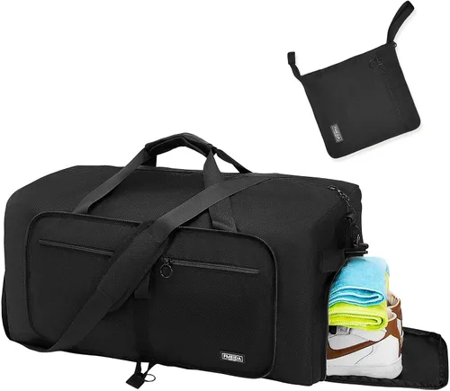 Vista 8 de Fmeida Bolsa de lona 65L, 65L-Negro, Bolsa de lona con compartimento para zapatos