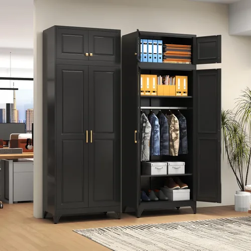 Vista 7 de Polup Armario de Pared de Metal, Gabinete Superior para Guardarropa, Pequeño Gabinete de Almacenamiento Superior para Dormitorio, Sala de Estar