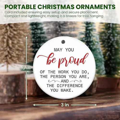 Vista 4 de OASSIE Regalos de agradecimiento de Navidad para empleados para compañeros de trabajo, adornos de Navidad de cerámica 2025 para decoraciones